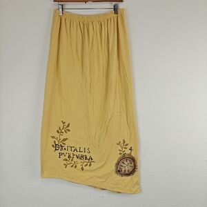 Blue Fish Yellow Maxi Skirt with Botanical Design